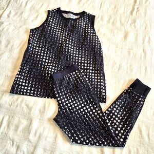 TomboyX size small lounge set moon phase design top and pants elastic waist EUC